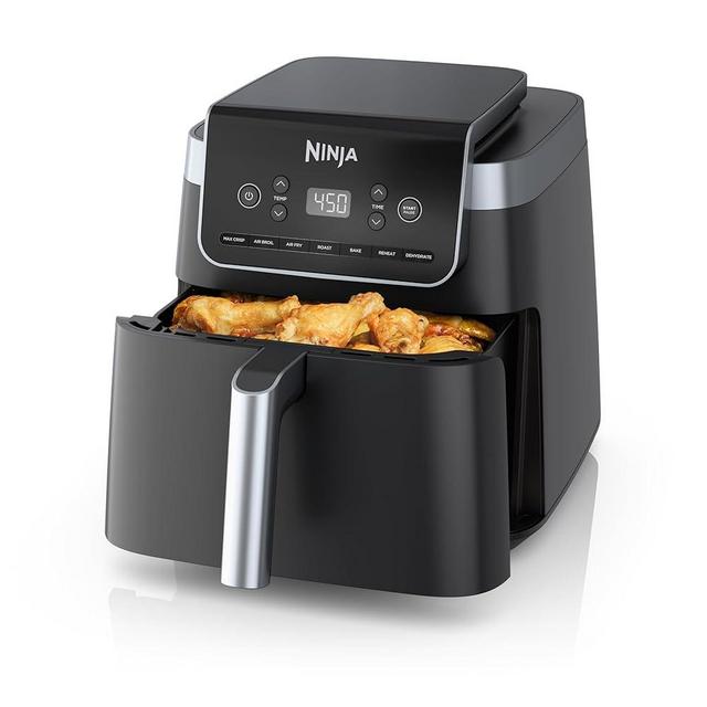 Ninja Air Fryer Pro XL 7-in-1, Max Crisp Tech, 450F for Hotter, Crispy Results, 6.5 QT Capacity fits 9 lbs wings, Max Crisp, Broil, Air Fry, Roast, Bake, Reheat, Dehydrate, Space Saving, Grey, AF182