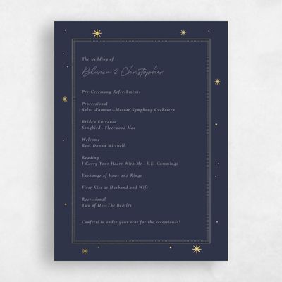 Blue Simple Wedding Program - Splendor Foil