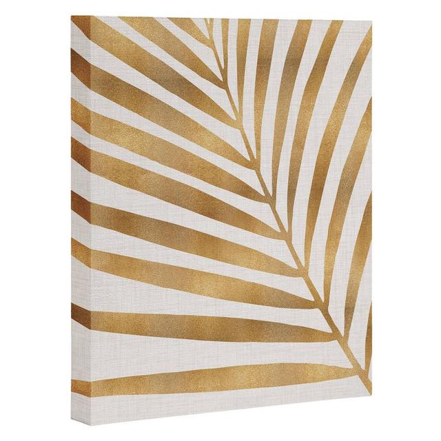 16" x 20" Modern Tropical Metallic Palm Leaf Unframed Wall Canvas Art Gold - Deny Designs