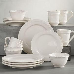 Napoli Stoneware Dinnerware, 16-Piece Cereal Bowl Set, White