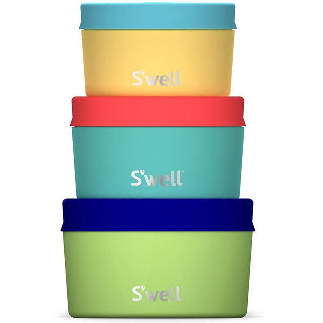 S'well Stainless Steel Food Canister Set Of Three, 10oz, 16oz, and 24oz, Tropical Smoothie, Single Walled Durable Construction, BPA Free, Dishwasher Safe