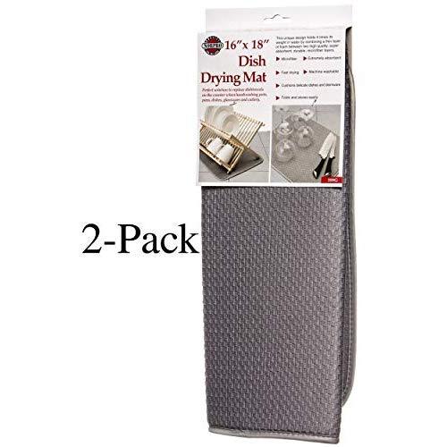 Norpro 16 by 18-Inch Microfiber Dish Drying Mat, Gray (16 by 18-inch (pack Of 2), Gray)