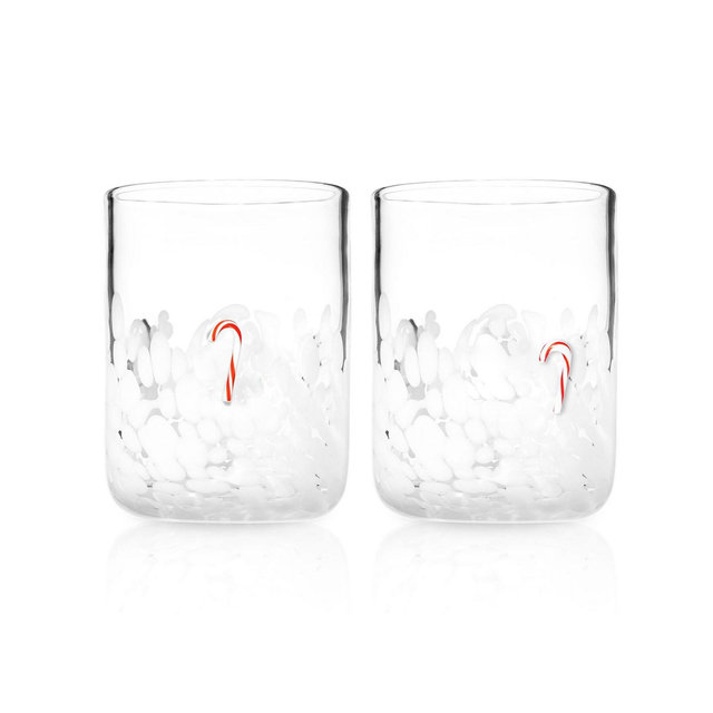 Godinger Candy Cane Double Old Fashioned Glasses, Set of 2