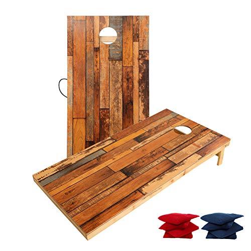 TIANNBU Wood Cornhole Game Set Bean Bags Toss Game, Regulation 4×2 Feet Cornhole Board with 8 Bean Bags All Weather Portable for Indoor Outdoor Tailgate Camping