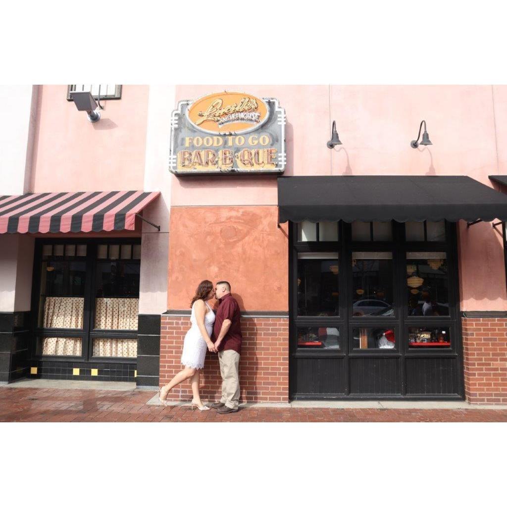Our re-enactment of our 1st kiss.