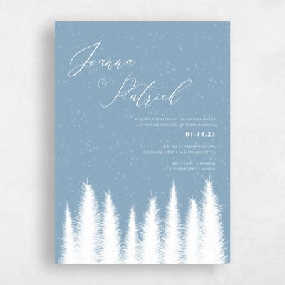 Blue Typography Wedding Invitation - Glacier Classic