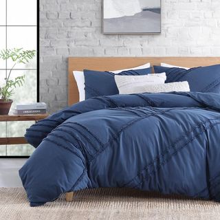 Chenille Block 3-Piece Duvet Set