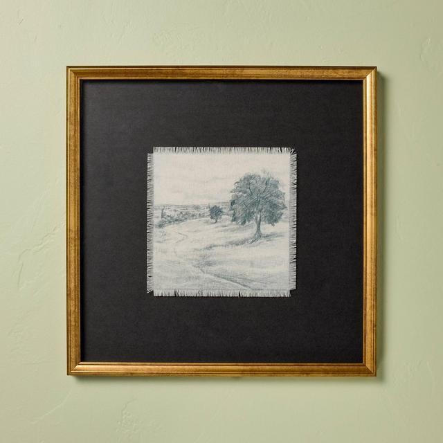 18"x18" Square Matte Black Landscape Framed Wall Art - Hearth & Hand™ with Magnolia