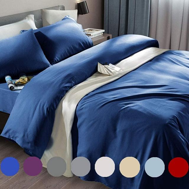 SONORO KATE Bed Sheet Set Super Soft Microfiber 1800 Thread Count Luxury Egyptian Sheets Fit 18-24 Inch Deep Pocket Mattress Wrinkle and Hypoallergenic-6 Piece (Navy Blue, King)