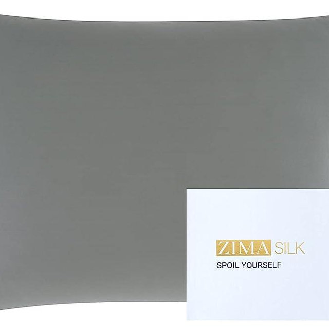 ZIMASILK 100% Luxurious 25 Momme Mulberry Silk Pillowcase for Hair and Skin Heath, Best Gift Choice, Highest Grade 6A Silk, 900 Thread Count, 1Pc (Standard 20''x26'', Iron Gray)