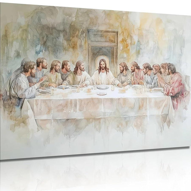 The Last Supper Wall Art Jesus Christian Painting Picture Wall Decor Jesus and Twelve Apostles Poster Print Artwork for Dining room Prayer Room Church Home Decortion