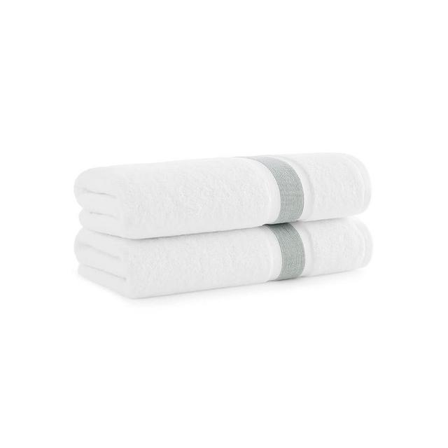 Aston & Arden Striped Turkish Bath Towels - (Set of 2) Extra Soft & Plush with Finest Long-Staple Aegean Cotton, 600 GSM, Luxury Towel for Spa, Hotel, and Bathroom, 30 x 60, White/Frosted Green