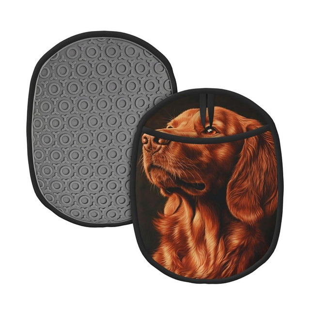 Irish Setter Silicone Pot Holders,2pcs, Heat Resistant Oven Mitts Large Potholders for Kitchen Cooking Baking Hot Pads