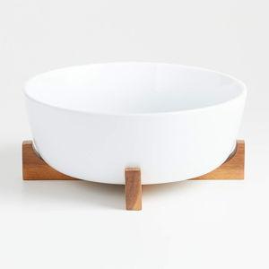 Oven-to-Table Large Serve Bowl with Wood Trivet + Reviews | Crate & Barrel