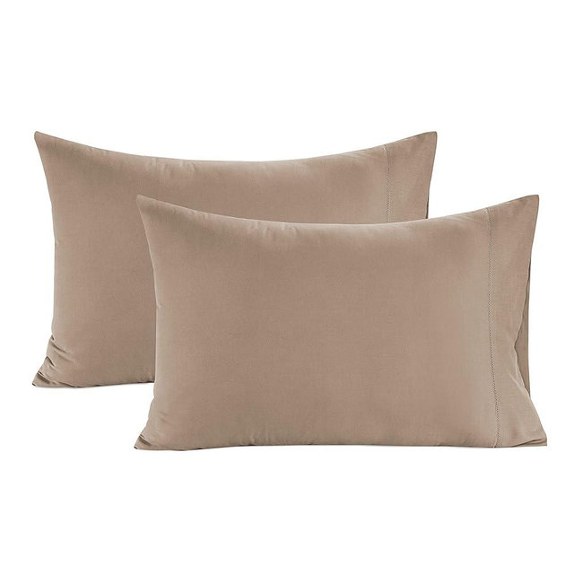 LANE LINEN Pillows Standard Size Set of 2, Soft 100% Egyptian Cotton Sateen, 1000 Thread Count, Cool & Smooth Pillowcases Queen - Taupe