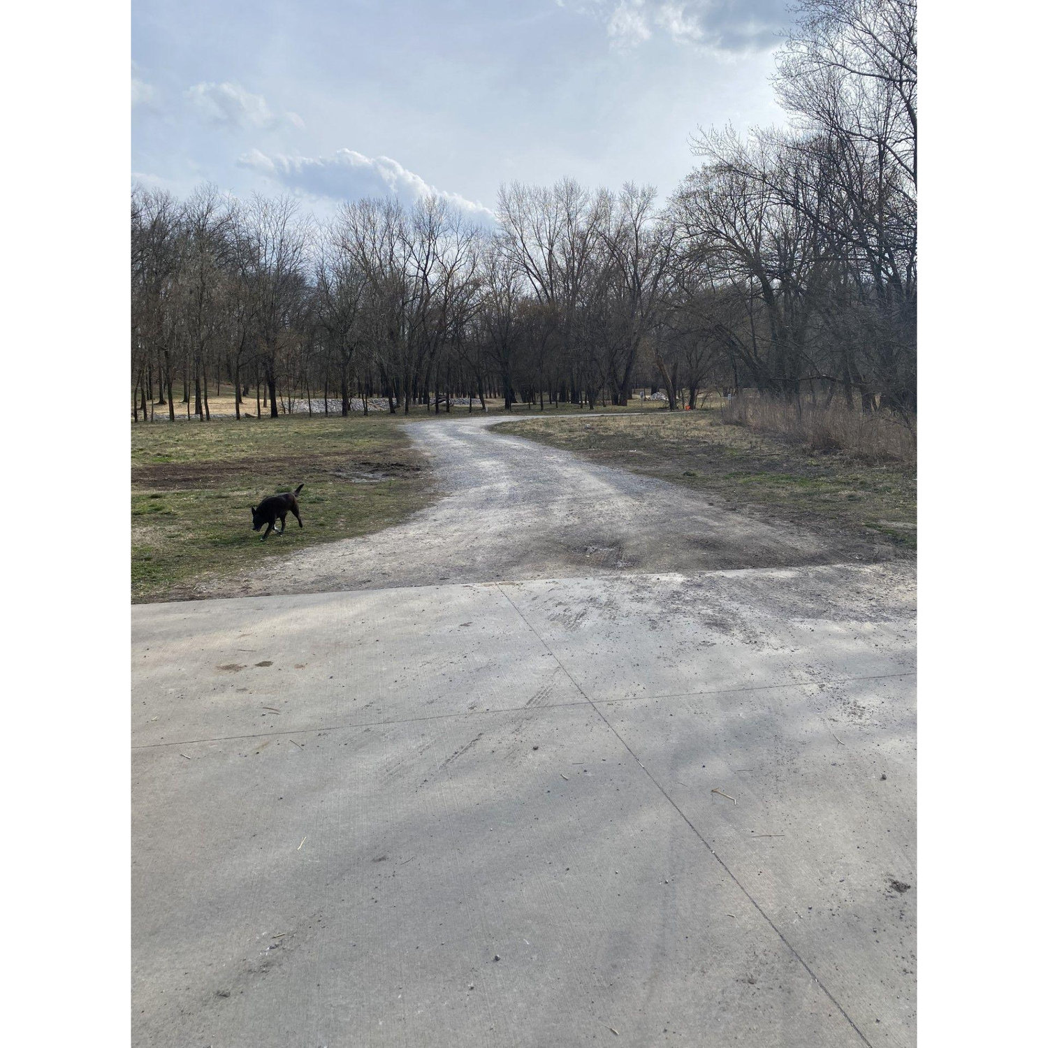 You made it to the Strawn Park parking lot.  Walk the gravel road ahead.