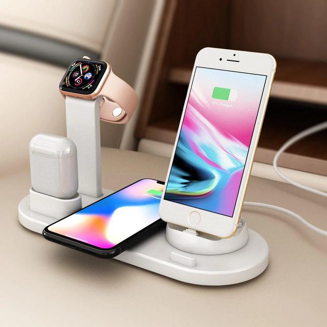 4-in-1 Charging Dock Station with Qi Wireless Pad