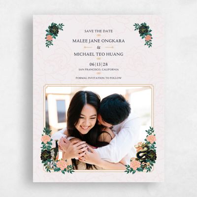 Pink Photo Wedding Save the Date - Joliette Portrait