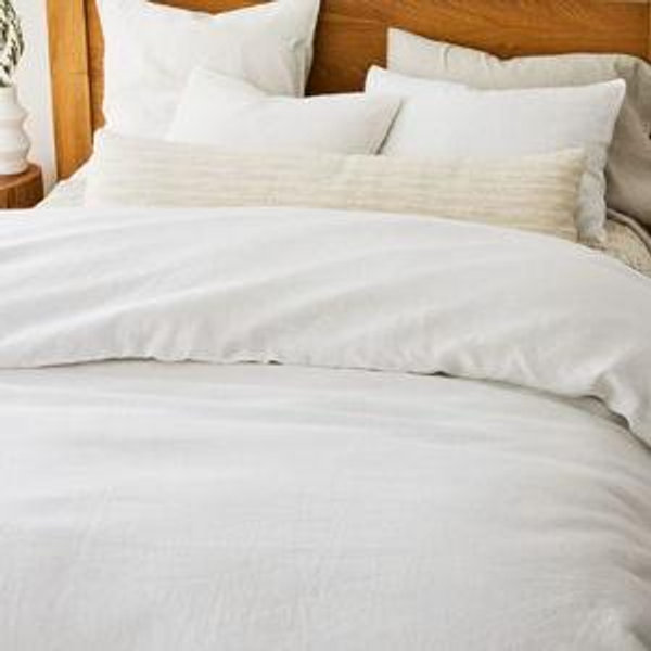 West Elm European Flax Linen Pillow Sham: Full/Queen Size, White Color