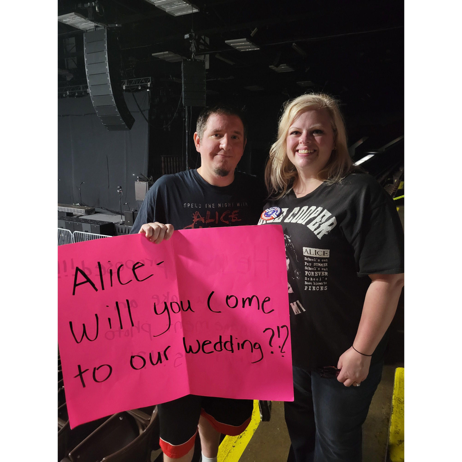Alice Cooper Concert. We tried to get Coop's attention for a picture or an autograph. His photographer saw and took a picture, but we couldn't get in touch with him. Nita Strauss saw though!