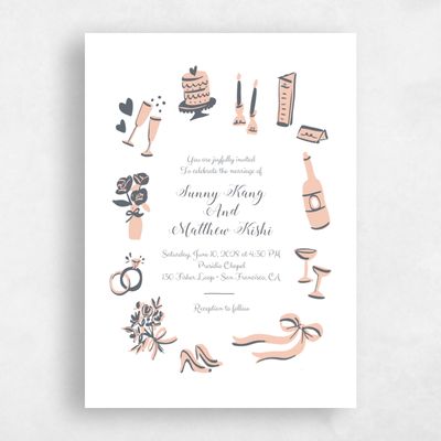 Peach, Orange Wedding Invitation - Remi Portrait