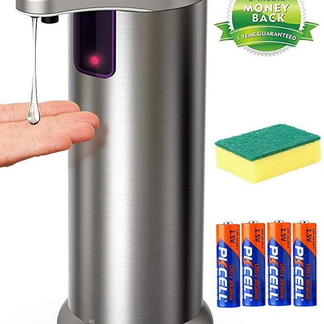 Automatic Soap Dispenser, Touchless Soap Dispenser Equipped Stainless Steel w/Infrared Motion Sensor Upgraded Waterproof Base for Bathroom & Kitchen