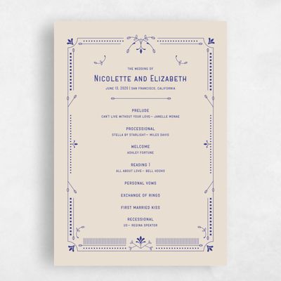Blue Standard Wedding Program - Augusta