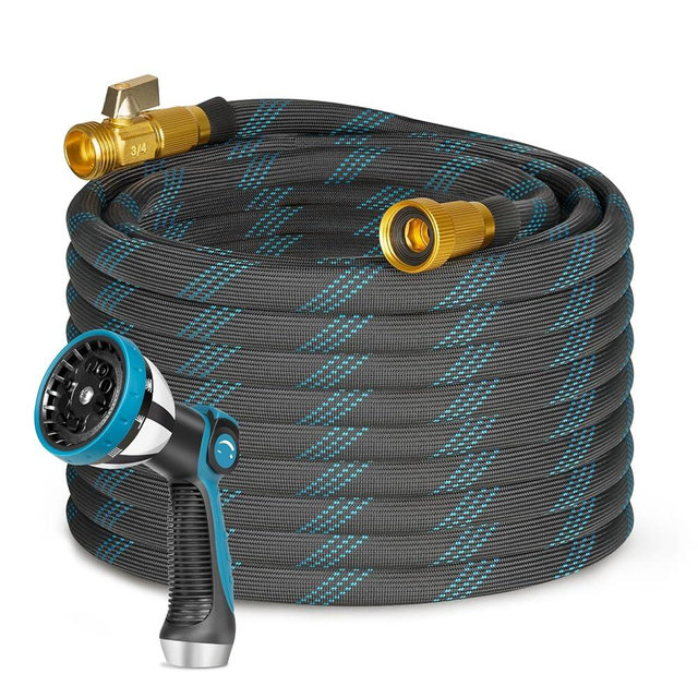 Ainpota Garden Hose 100ft Flexible Water Hose with 10 Function Sprayer Leak-proof Lightweight Non-Expanding Water Pipe with Solid Fittings for Yard，RV (100FT)