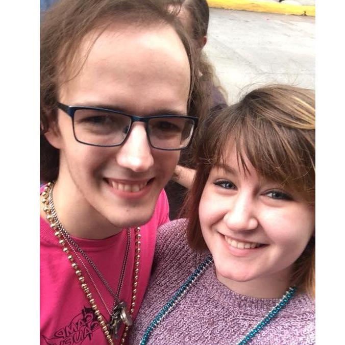 Our first selfie together and Mardi Gras together!