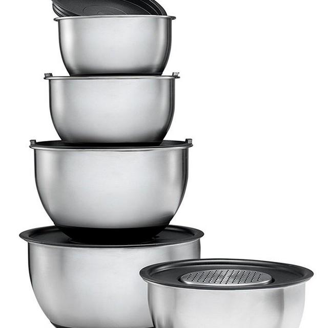 Stainless Steel Mixing Bowls Set of 5, with Lids and 3 kind of graters