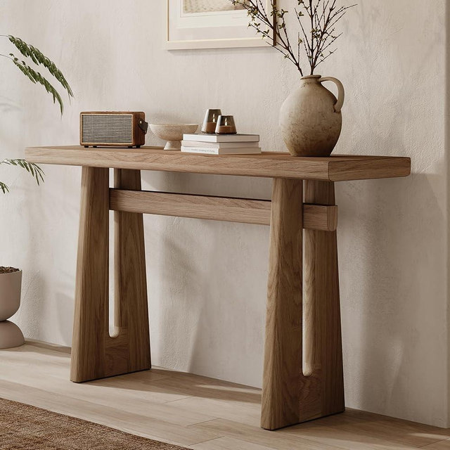 Modern Entryway Console Table 59.25-Inch Simple Open Style Entry Sofa Table Accent Furniture for Living Room Hallway Entrance, Brown