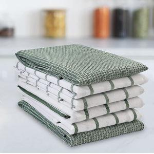 LANE LINEN Cotton Kitchen Towels Set, 6-Pack – Absorbent, Quick-Drying Dish Towels, 18" x 28", Premium Hand and Tea Towels - Olive