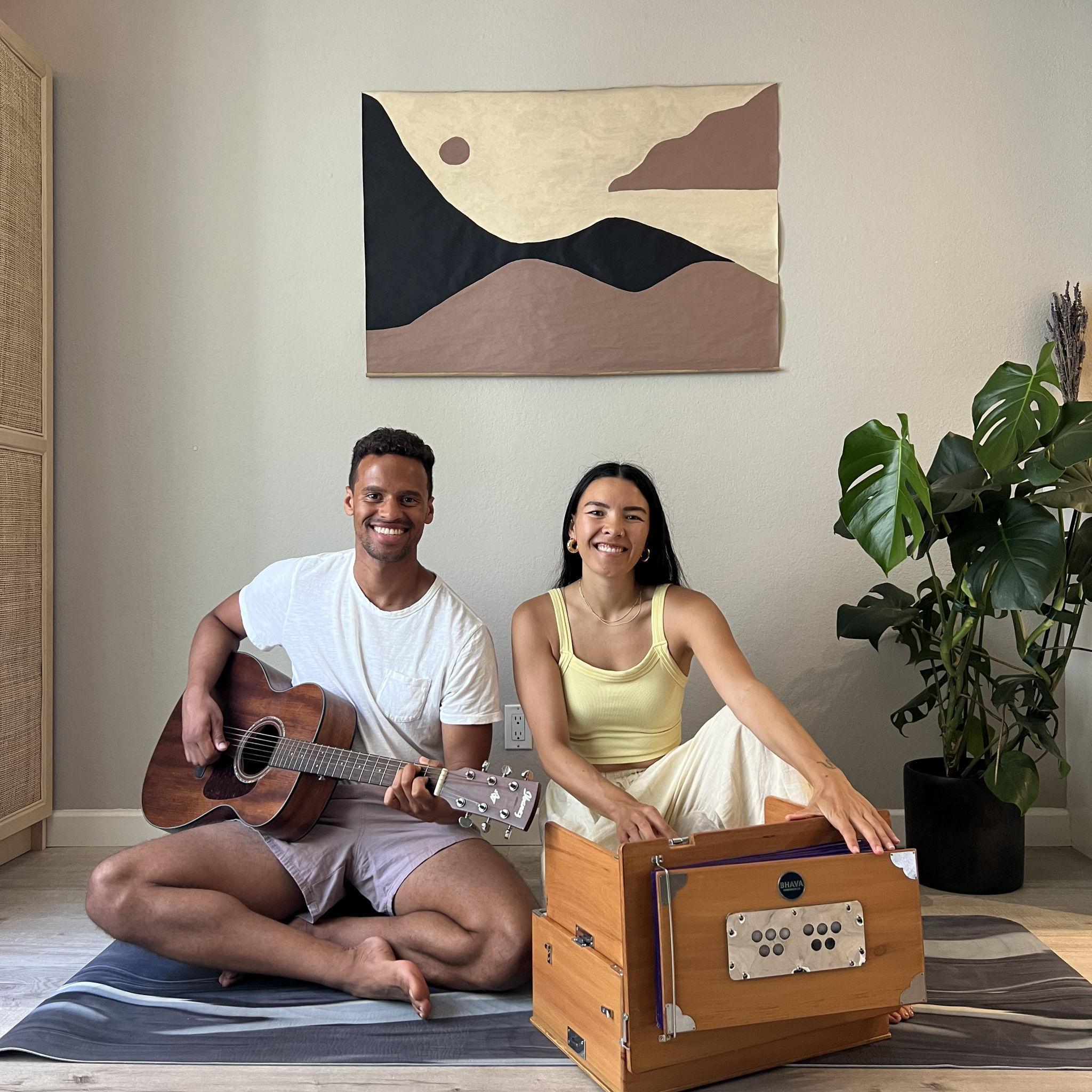 When we first bought our harmonium!!! Summer 2023.  Now we end Sunday yoga with mantra every week.