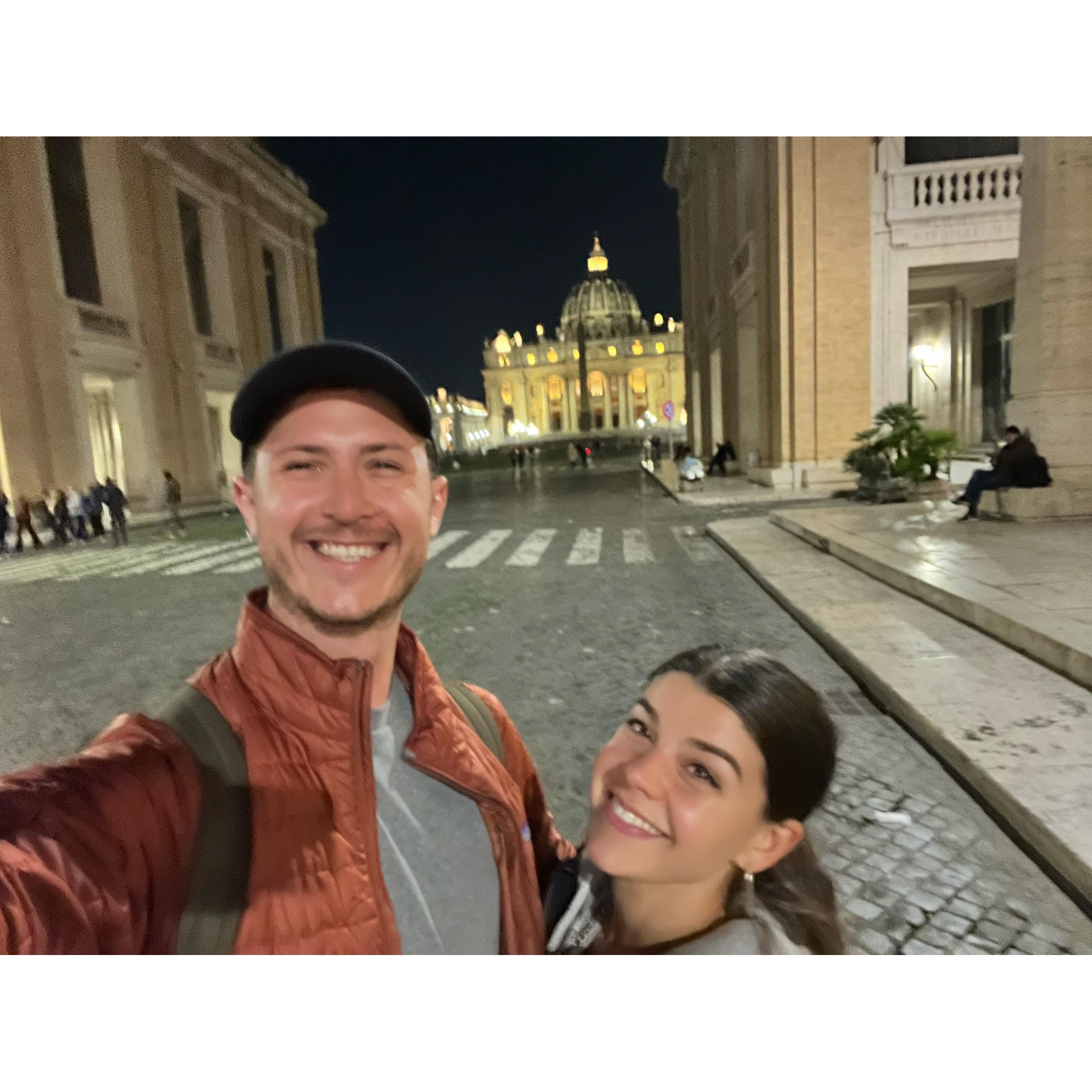 After one [Covid-related] failed try, we finally make it to Italy! Bleary eyed at St. Peter’s Basilica (Rome | November 2021)
