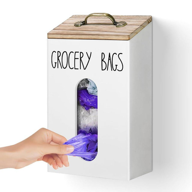 Farmhouse Grocery Bag Holder for Plastic Bags,Plastic Bag Holders for Grocery Bags,Bag Holder for Plastic Bags Groceries Store with Lid,Plastic Bag Holder Under Sink for Kitchen Storage Organization