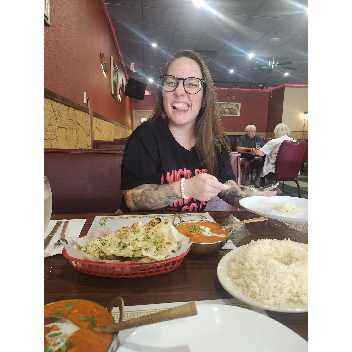 We love Indian food! Specifically butter chicken and garlic naan!