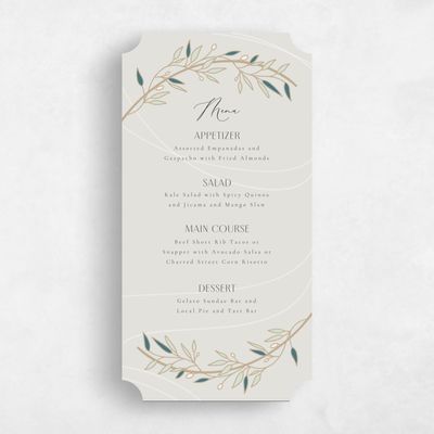 Grey Ticket Wedding Menu - Stefana