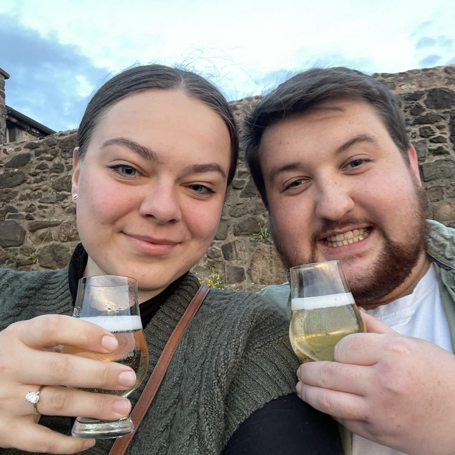 Celebratory drink after the proposal.