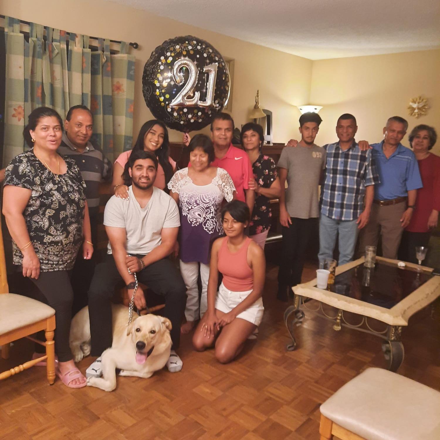 Grace’s 21 Birthday

L-R: Genell A., Noemio A., Grace, Sengo the dog, Francisco, Dola, Elson, Judy Vaz, Lavy, Noah, Garner Vaz, Esmonde Valladares, Willa Valladares
