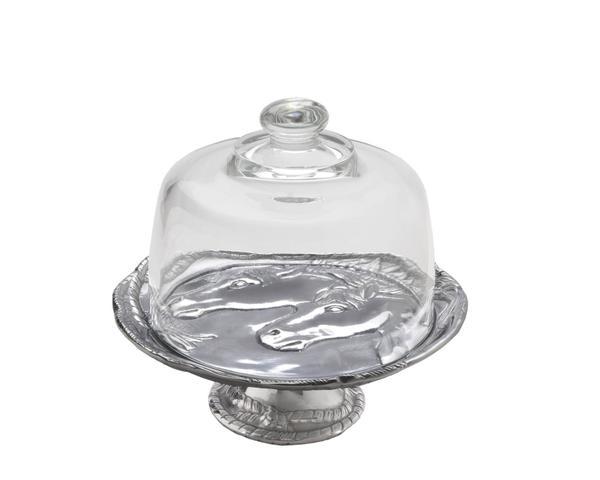 Arthur Court Horse Plate with Glass Dome