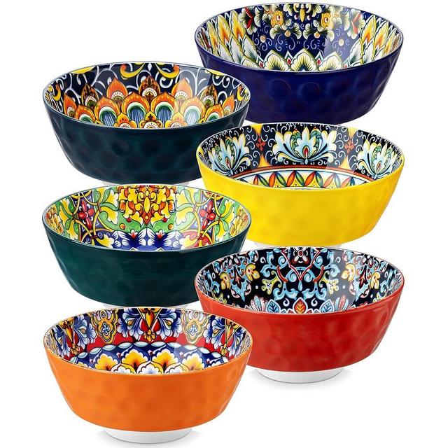 vancasso SIMI Plates and Bowls Set of 6, 8.5 inch Dinner Plates, 26 oz Cereal Bowls, Bohemian Style, Microwave Oven & Dishwasher Safe