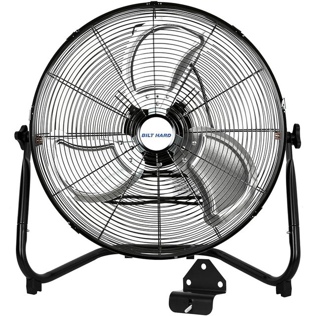 BILT HARD 4650 CFM 20" High Velocity Floor Fan, 3-Speed Heavy Duty Metal Fan with Wall-Mounting System, Industrial Shop Fan for Commercial, Garage, and Greenhouse