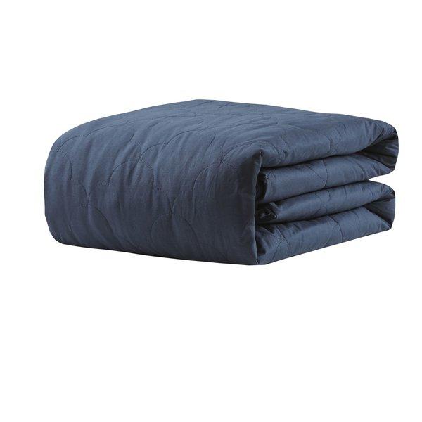 Deluxe Quilted Cotton Weighted Blanket, Navy, 18 lbs
