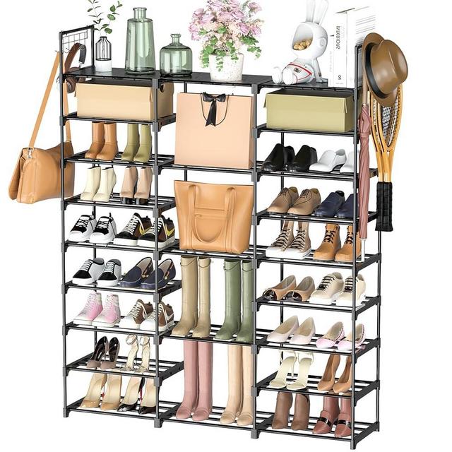 BALEINE 9 Tiers Shoe Rack Organizer, Large Capacity Storage Shelf Stackable Shoe Racks for Entry Hallway, Closet, Garage