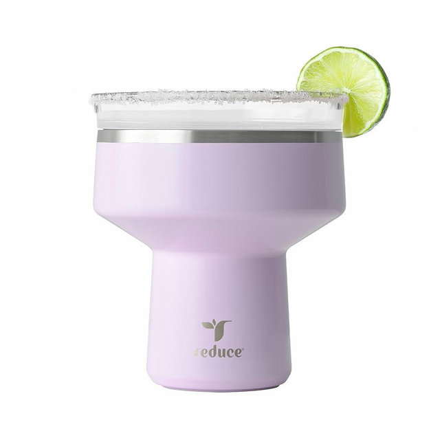 REDUCE Saltini 16 oz Cocktail Tumbler - Insulated Margarita Tumbler with Lid - Keeps Drinks Cold for 10 Hours - 360 Sippable Martini Glass Alternative - Shatterproof, Perfect for Parties - Lilac Bud