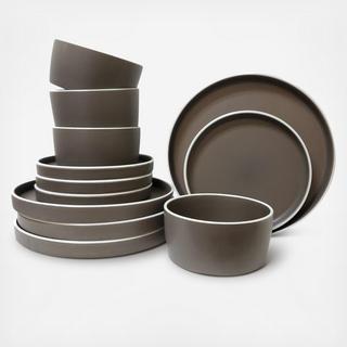 York Chef Stack Stoneware 12-Piece Dinnerware Set, Service for 4