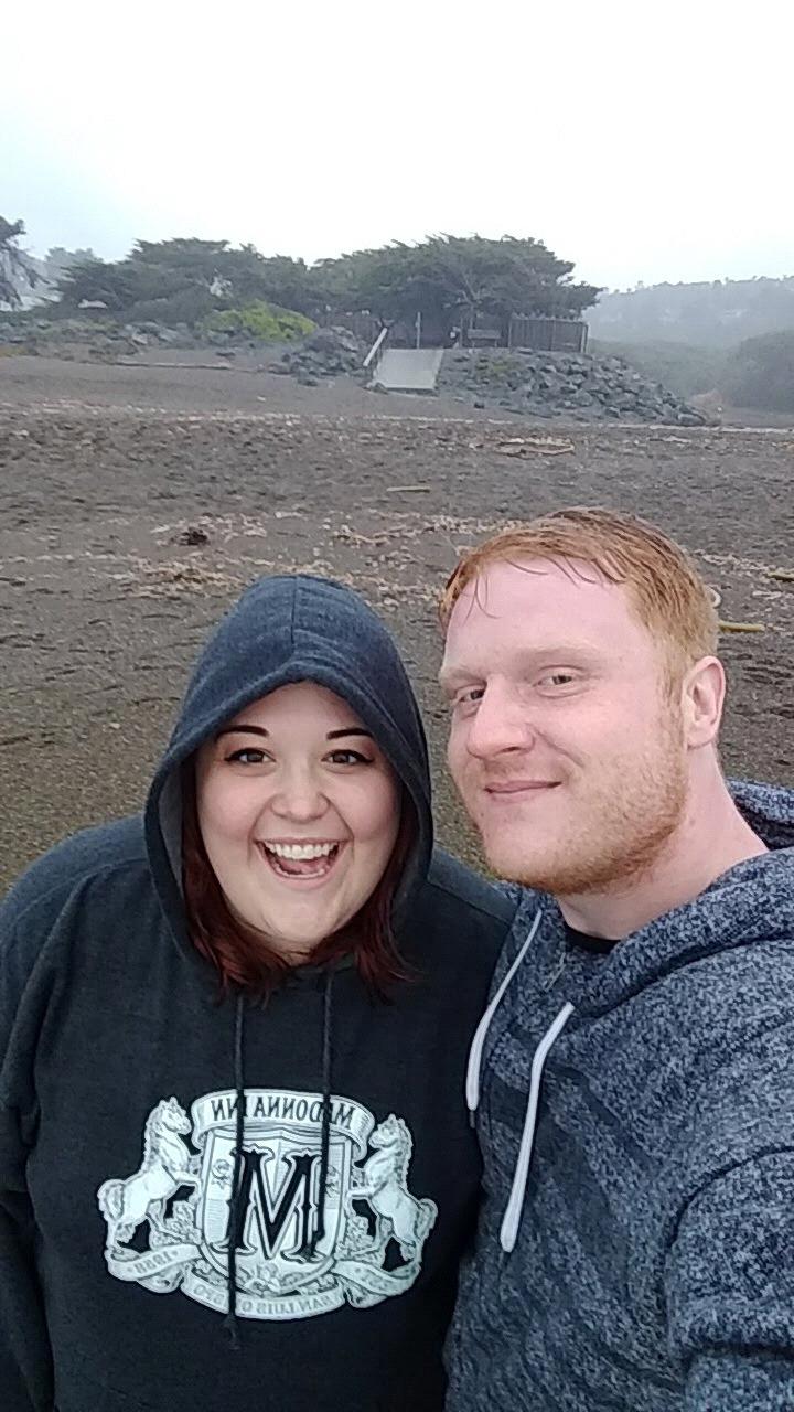 Dancing in the rain at Moonstone beach
