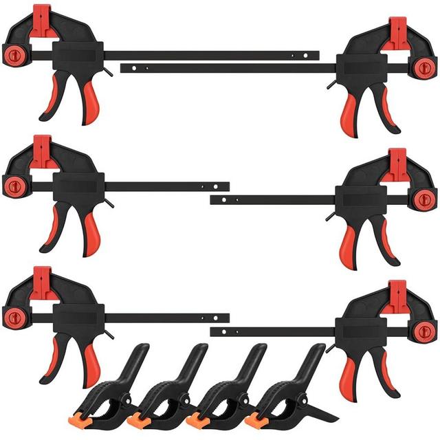 2pcs 12" and 4pcs 6" Bar Clamps and 4pcs 6" Spring Clamps for Woodworking, Quick Release F Clamp with 150lbs Load Limit