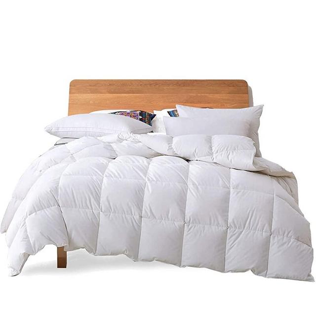 Oaken-Cat Goose Feather Down Comforter King - 100% Organic Cotton, Medium Warm All Seasons Duvet Insert (104x88, Ivory White)