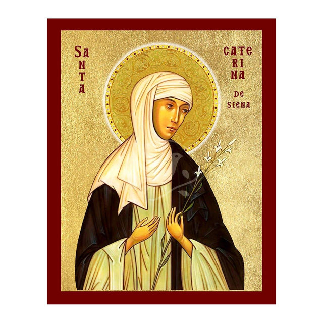 Saint Catherine of Siena Icon, Handmade Christian Icon of Saint Catherine, Byzantine Art Wall Hanging Plaque, Christian Religious Art